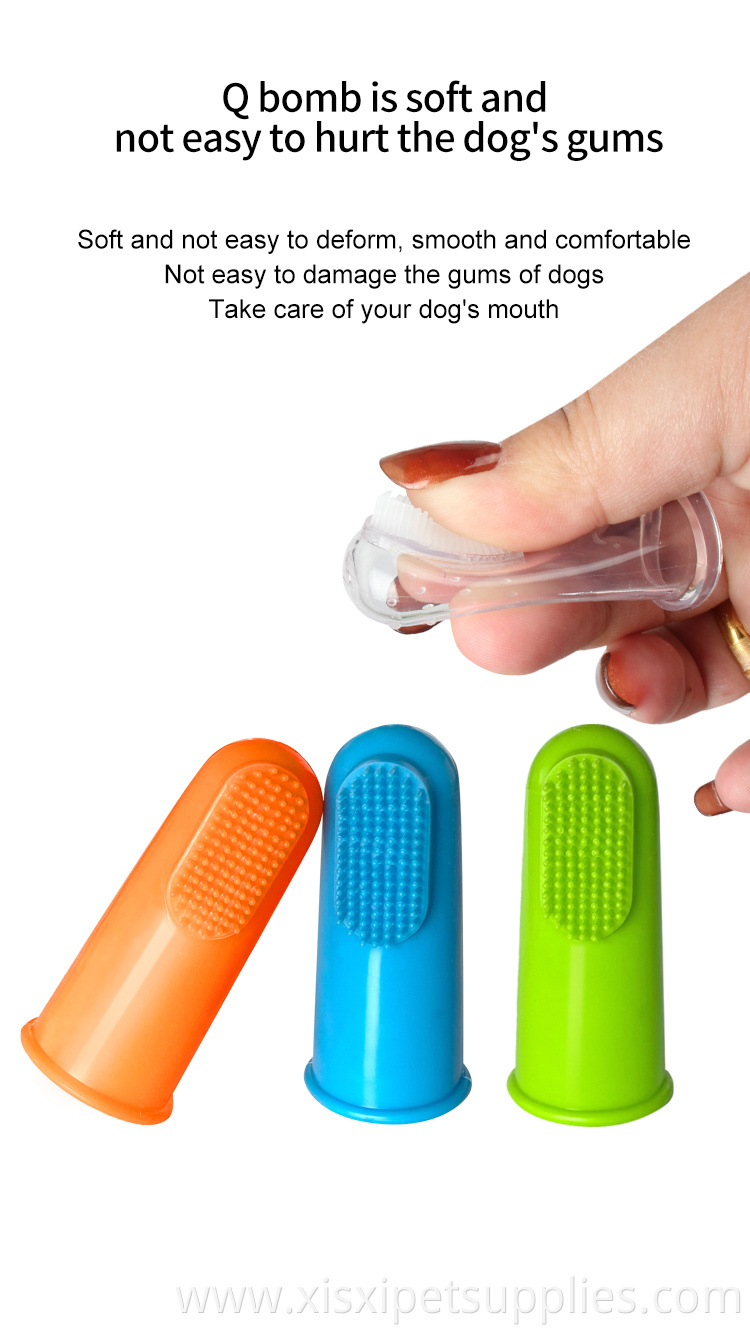 Factory Wholesale LOW MOQ Soft Silicone Pet Cat Dog Finger Toothbrush
